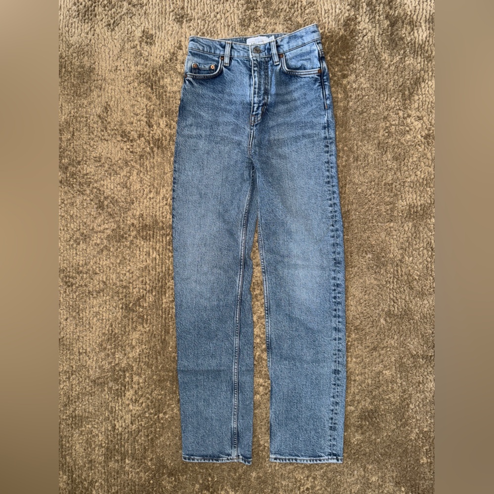 Straight blue jeans